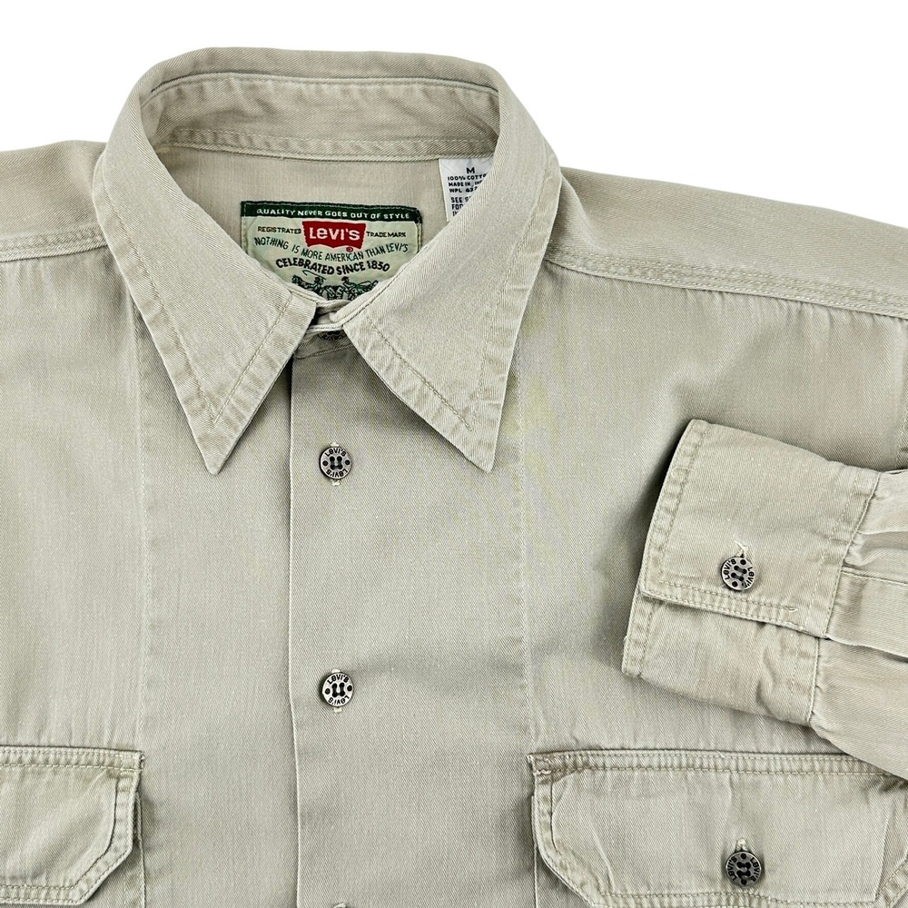Levi's VINTAGE Early‎ 90's Mens Medium Long Sleeve Button Up Shirt Tan